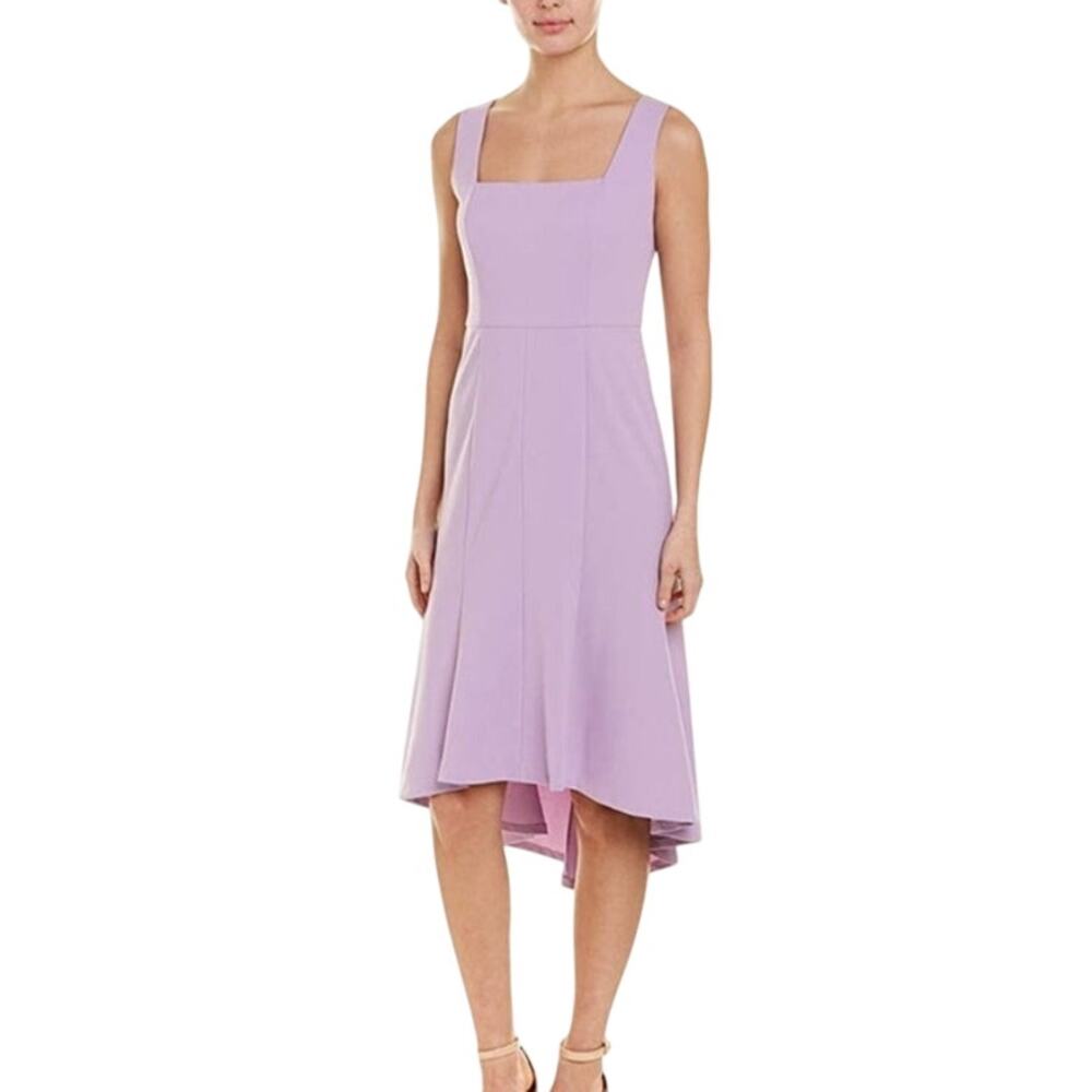 Donna Morgan Square Neck Stretch Crepe Hi-Lo Midi Dress Women's 6 Lavender